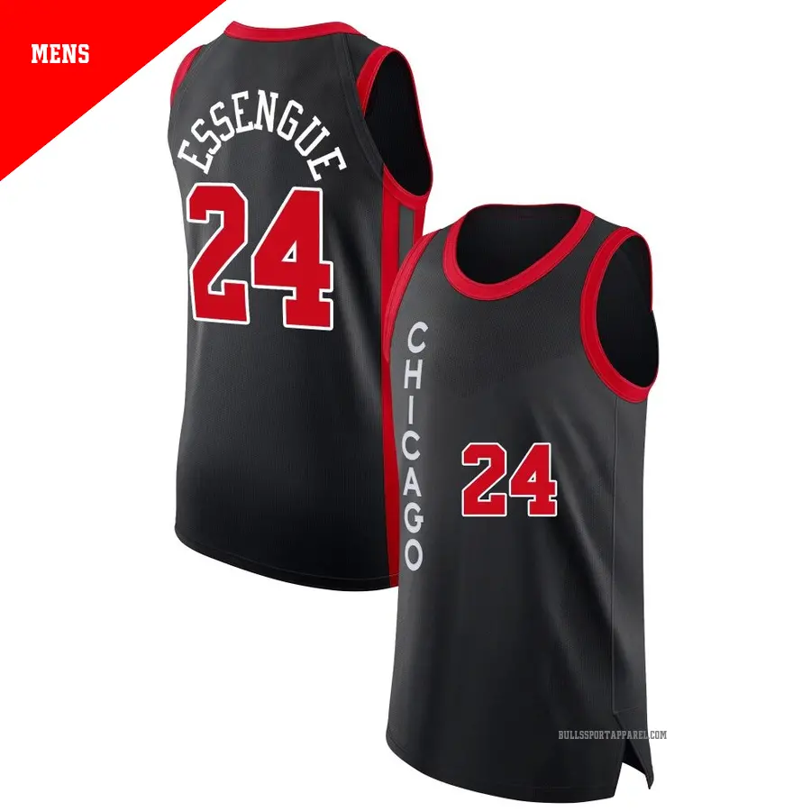 ＃24 Men's Noa Essengue Chicago Bulls 2023/24 Authentic Black City Edition Jersey
