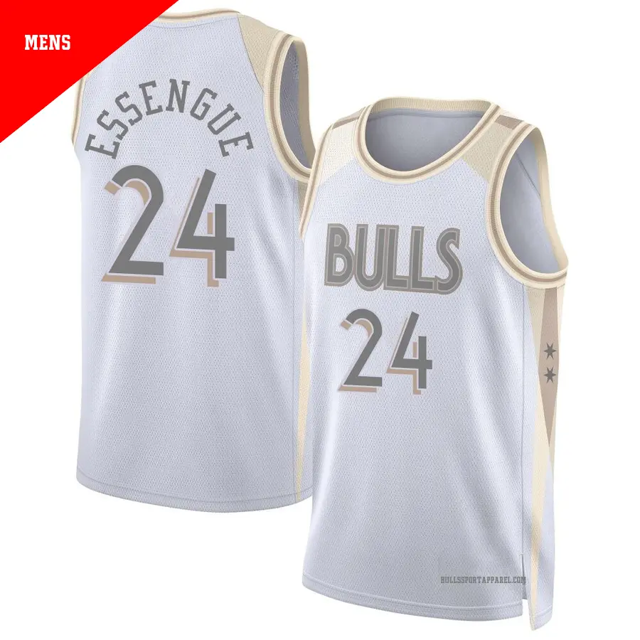 ＃24 Men's Noa Essengue Chicago Bulls 2024/25 Swingman White City Edition Jersey