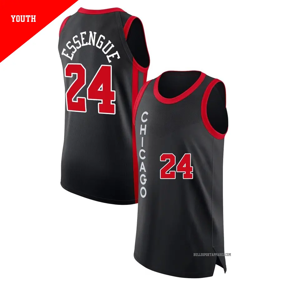 ＃24 Youth Noa Essengue Chicago Bulls 2023/24 Authentic Black City Edition Jersey