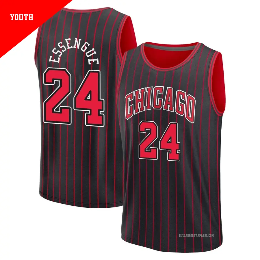 ＃24 Youth Noa Essengue Chicago Bulls 2024/25 Fast Break Black Statement Edition Jersey