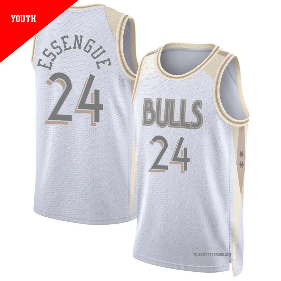＃24 Youth Noa Essengue Chicago Bulls 2024/25 Swingman White City Edition Jersey