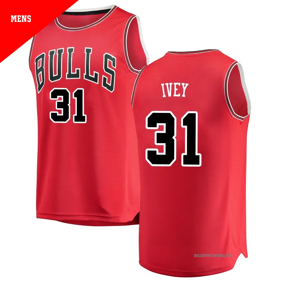 31 Men's Jaden Ivey Chicago Bulls Red Swingman Jersey Icon Edition