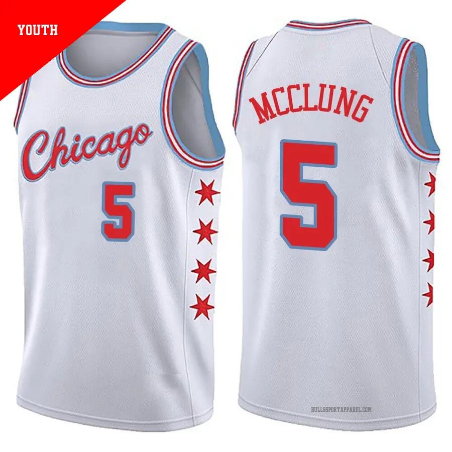 5 Youth Mac McClung Chicago Bulls White Swingman JerseyCity Edition